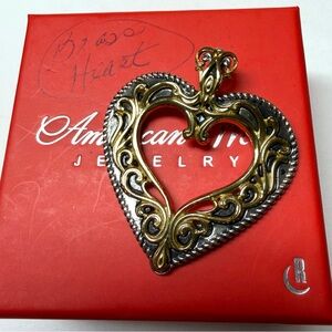 Carolyn Pollack American West Brass and Sterling Silver Heart Pendant Enhancer